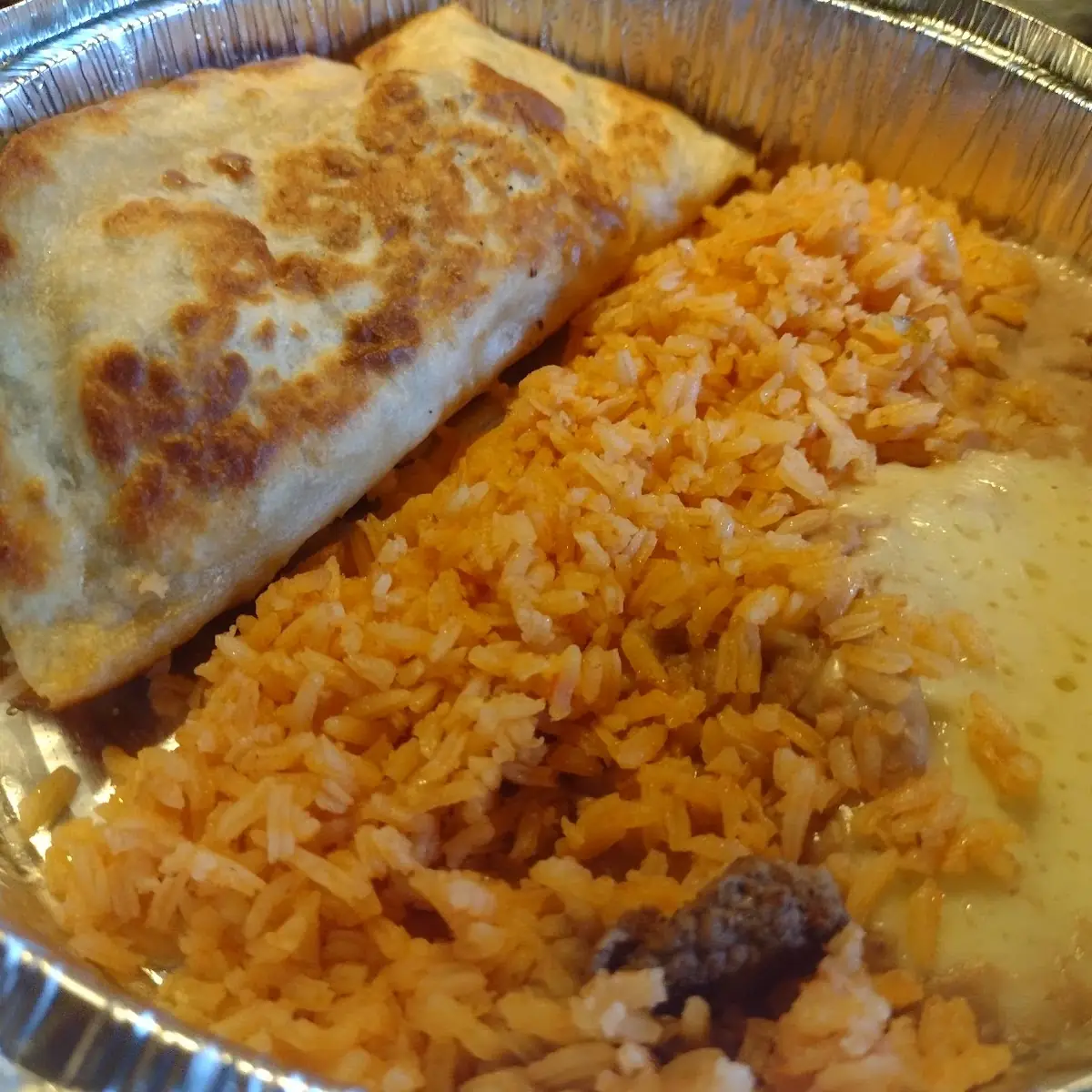 Steak Quesadilla with Rice and Beans