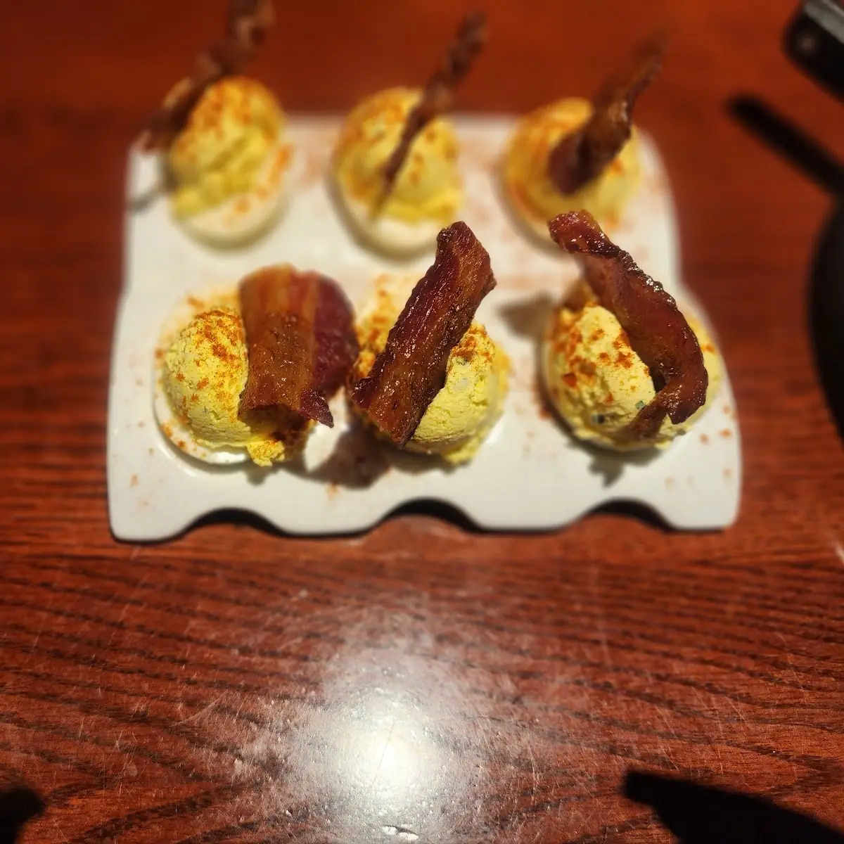 Deviled Eggs with Brown Sugar Bacon
