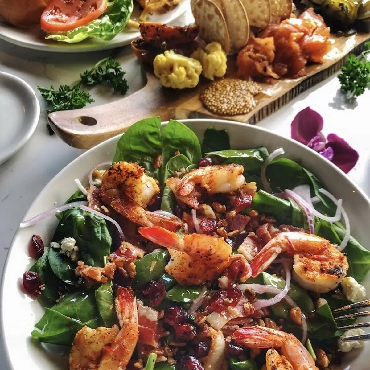 Grilled Shrimp Spinach Salad
