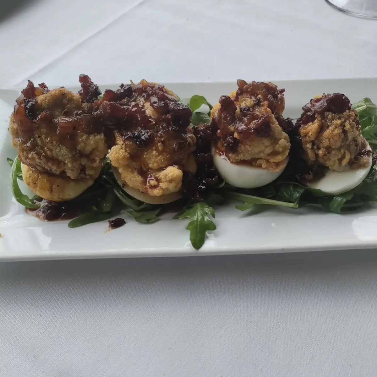 Deviled Eggs and Crispy Gulf Oysters