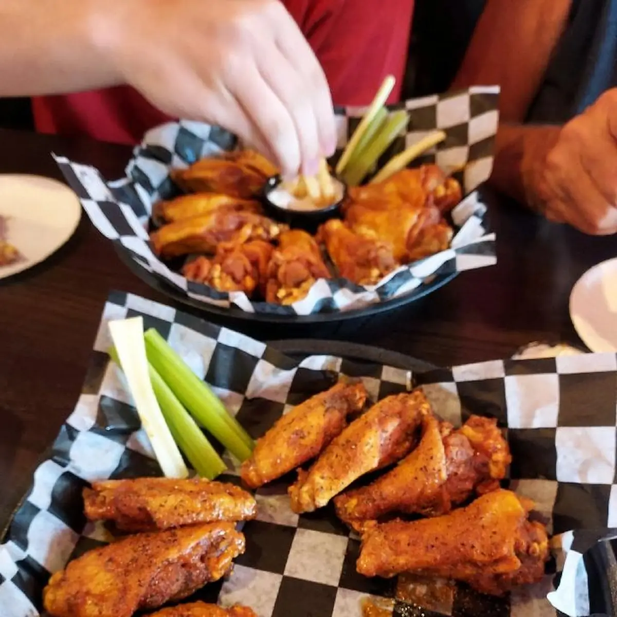 BBQ and Fried Chicken Wings with Celery