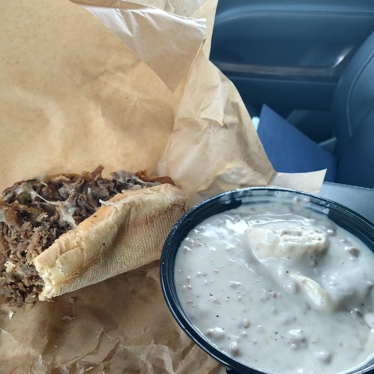 Cheesesteak and Sausage Gravy Biscuits