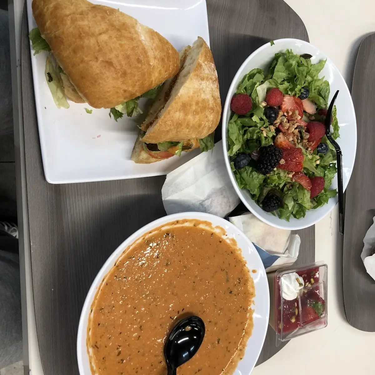 Pick Two Combo Spicy Chicken Sandwich & Tomato Basil Soup Plus a Nuts About Berry Salad