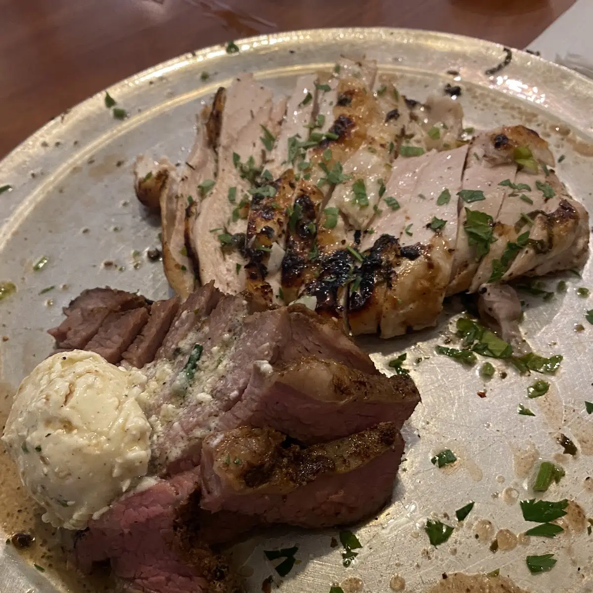 Half Tri Tip Butter Garlic Half Lemon Chicken