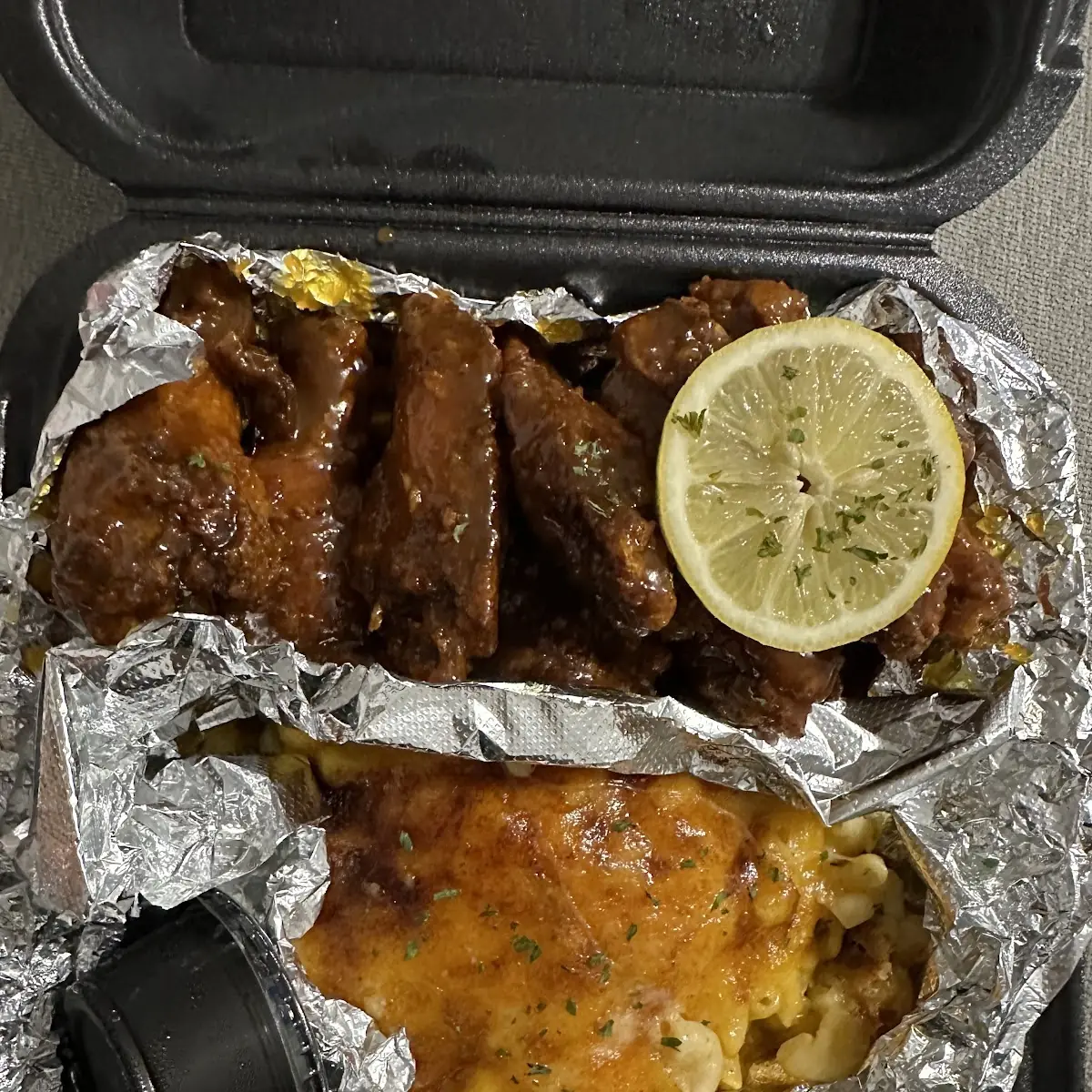 Mac and Cheese and Chicken Wings