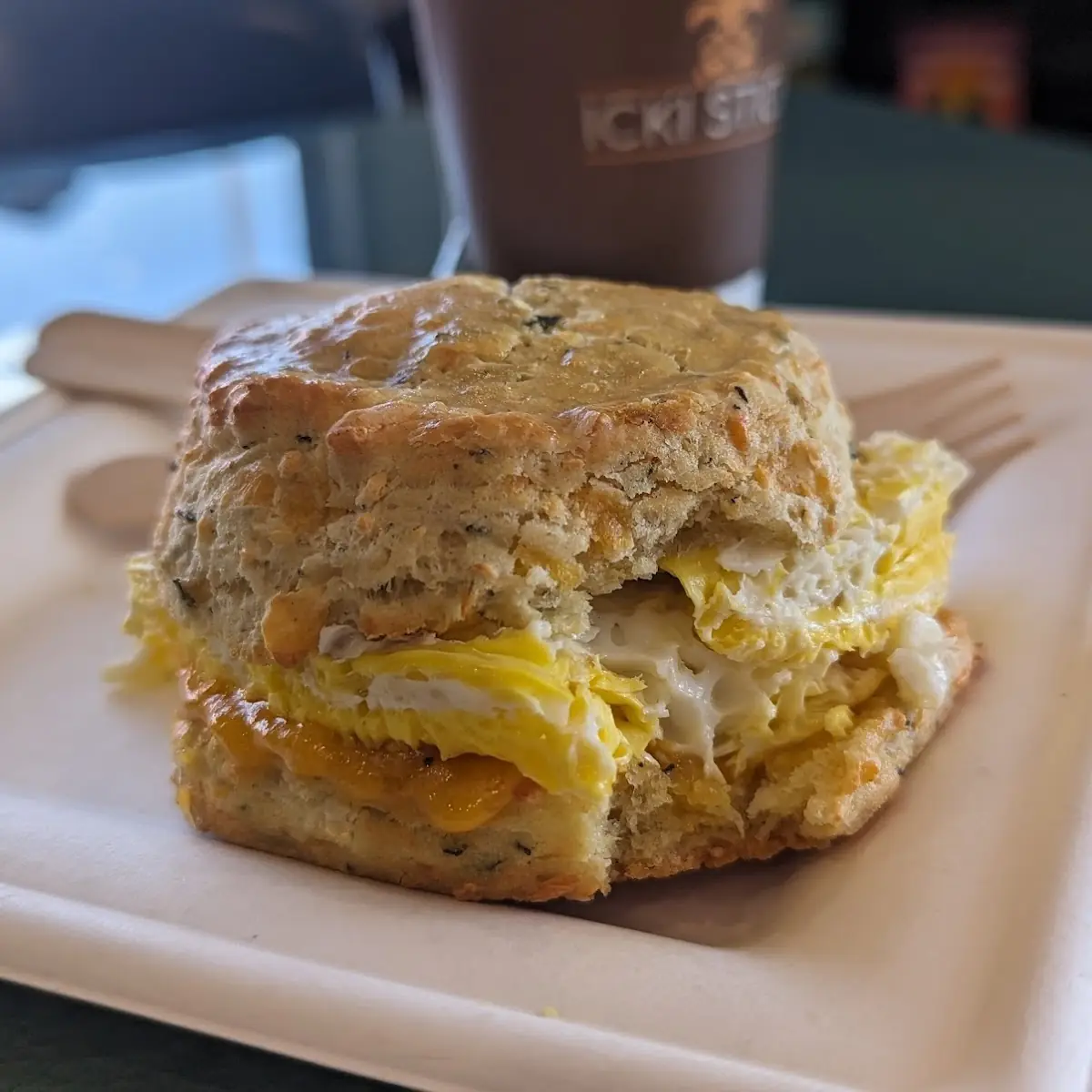 Rosemary Cheddar Egg White Scone Sandwich