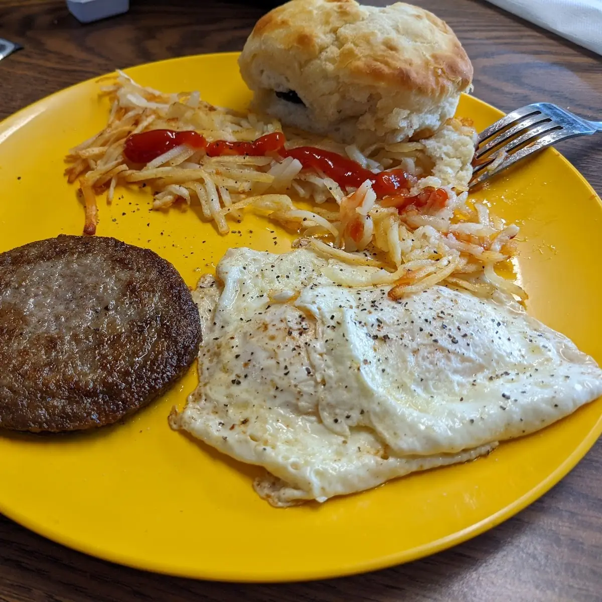 Special Two Eggs Meat and Biscuit the Hash Browns with Extra
