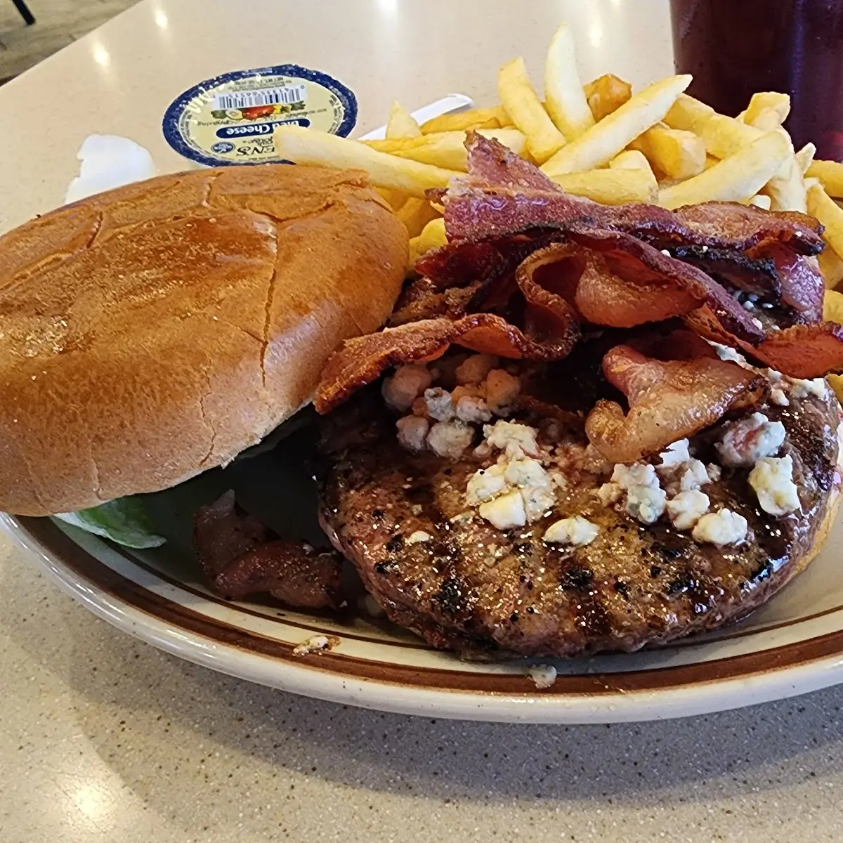 Blue Cheese blt Burger and Fries