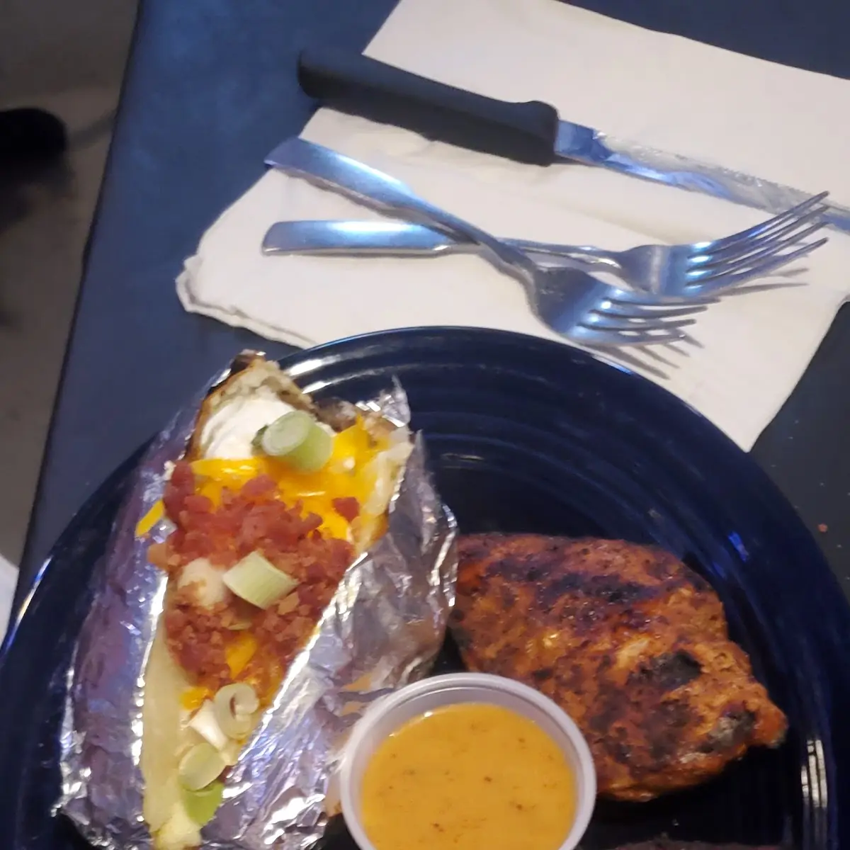 Grilled Chicken Breast with Loaded Baked Potato