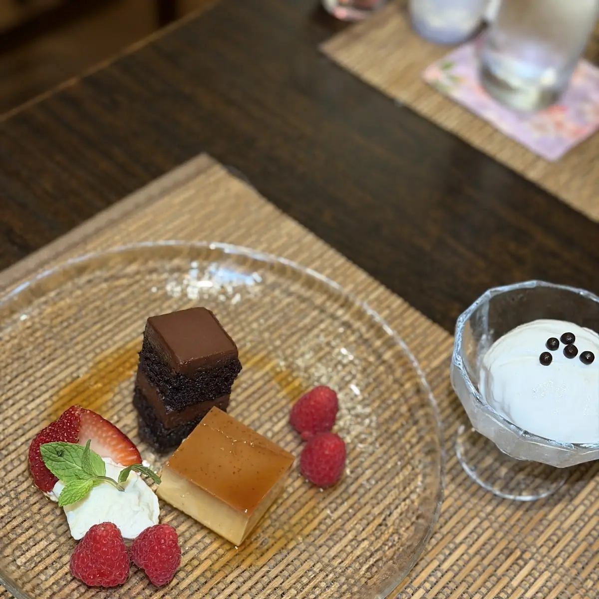 Chocolate Cake and Flan