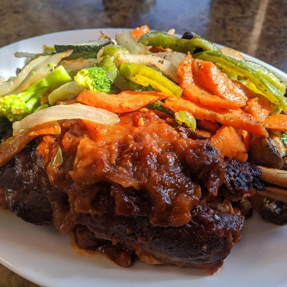 Lamb Shank with Vegetable Pilaf
