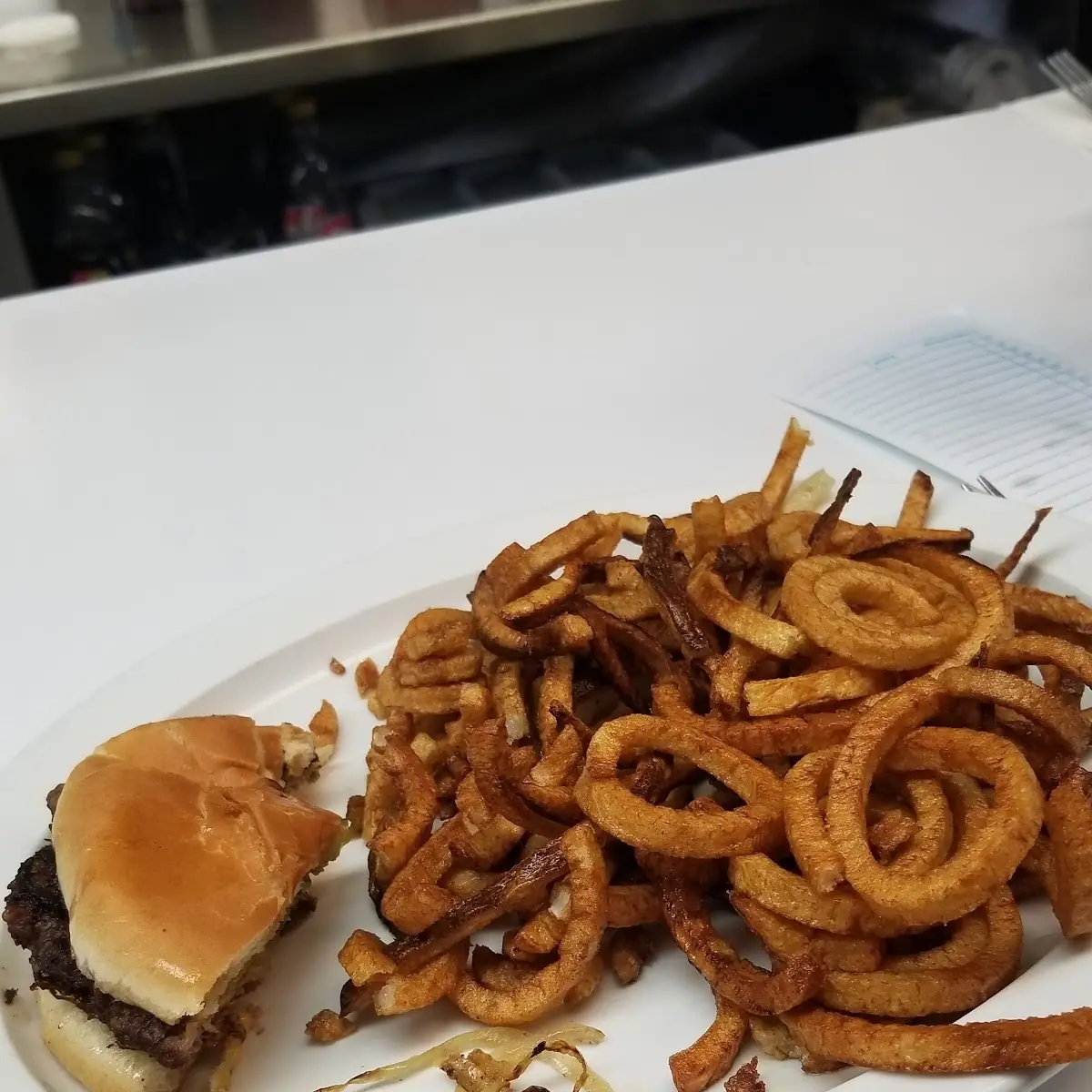 Double Cheeseburger and Onion Rings