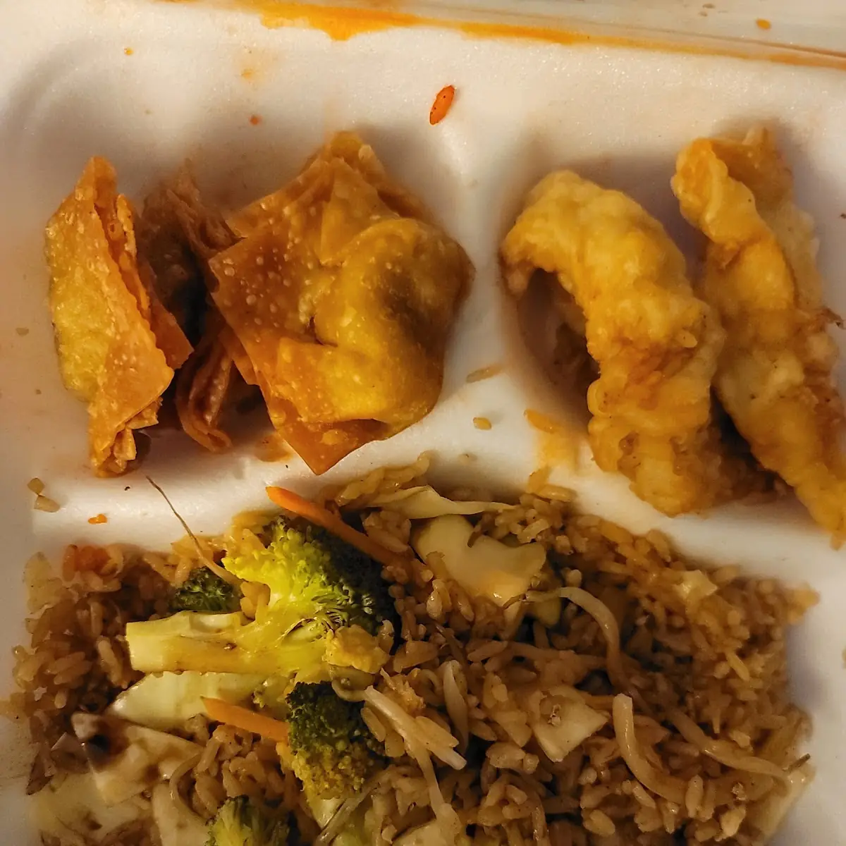 Vegetable Rice and Fried Wonton
