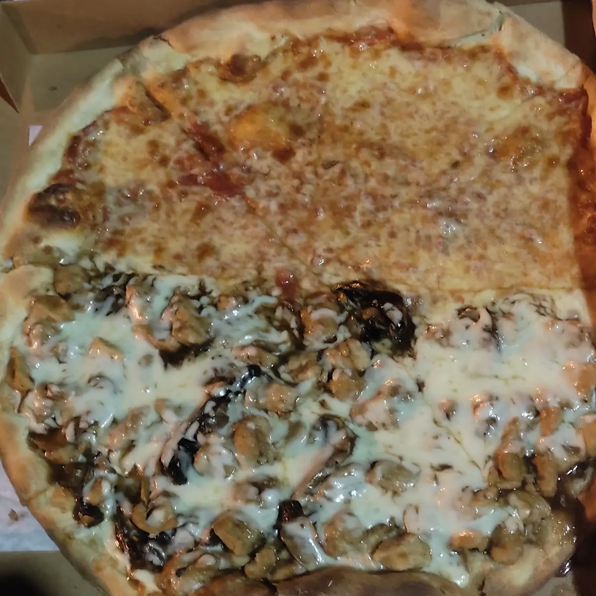 Half and Half Meat & Cheese Pizza