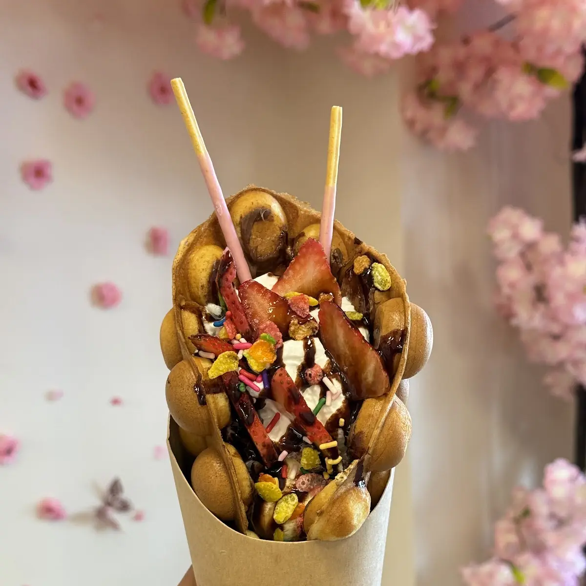Bubble Waffles + Chocolate Chip base
