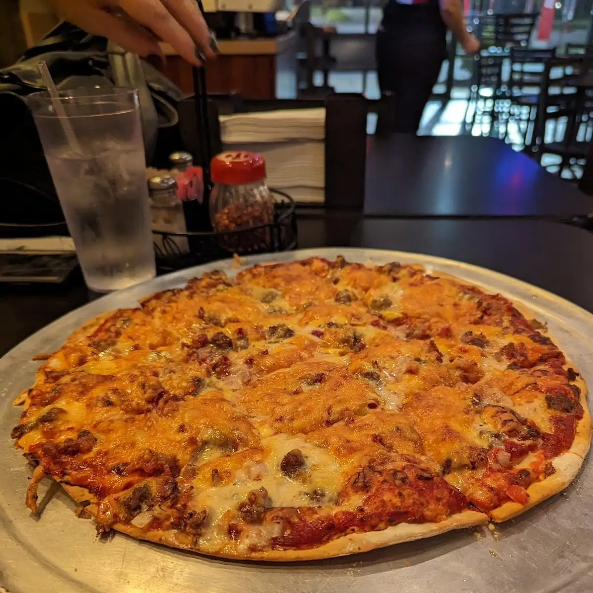L. 9" Bacon Cheese Burger Pizza, Side Salad, & Beverage