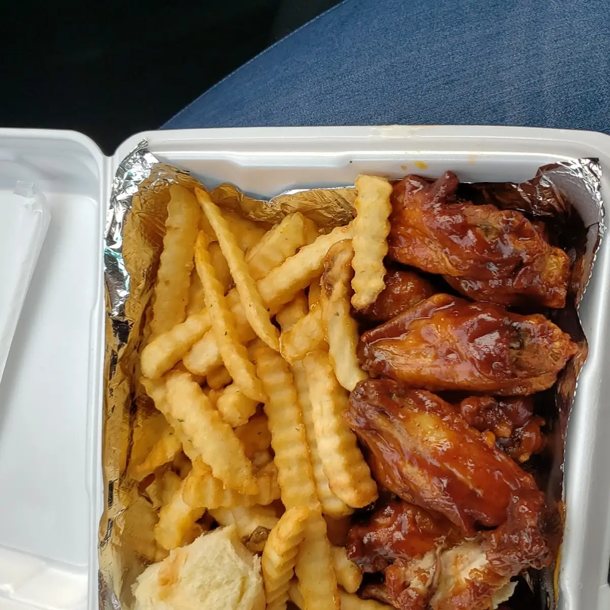 Honey BBQ Wings and Fries