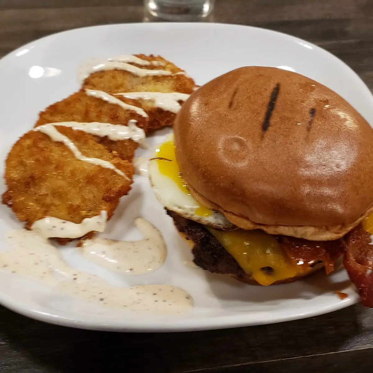 Brunch Burger and Fried Green Tomatoes