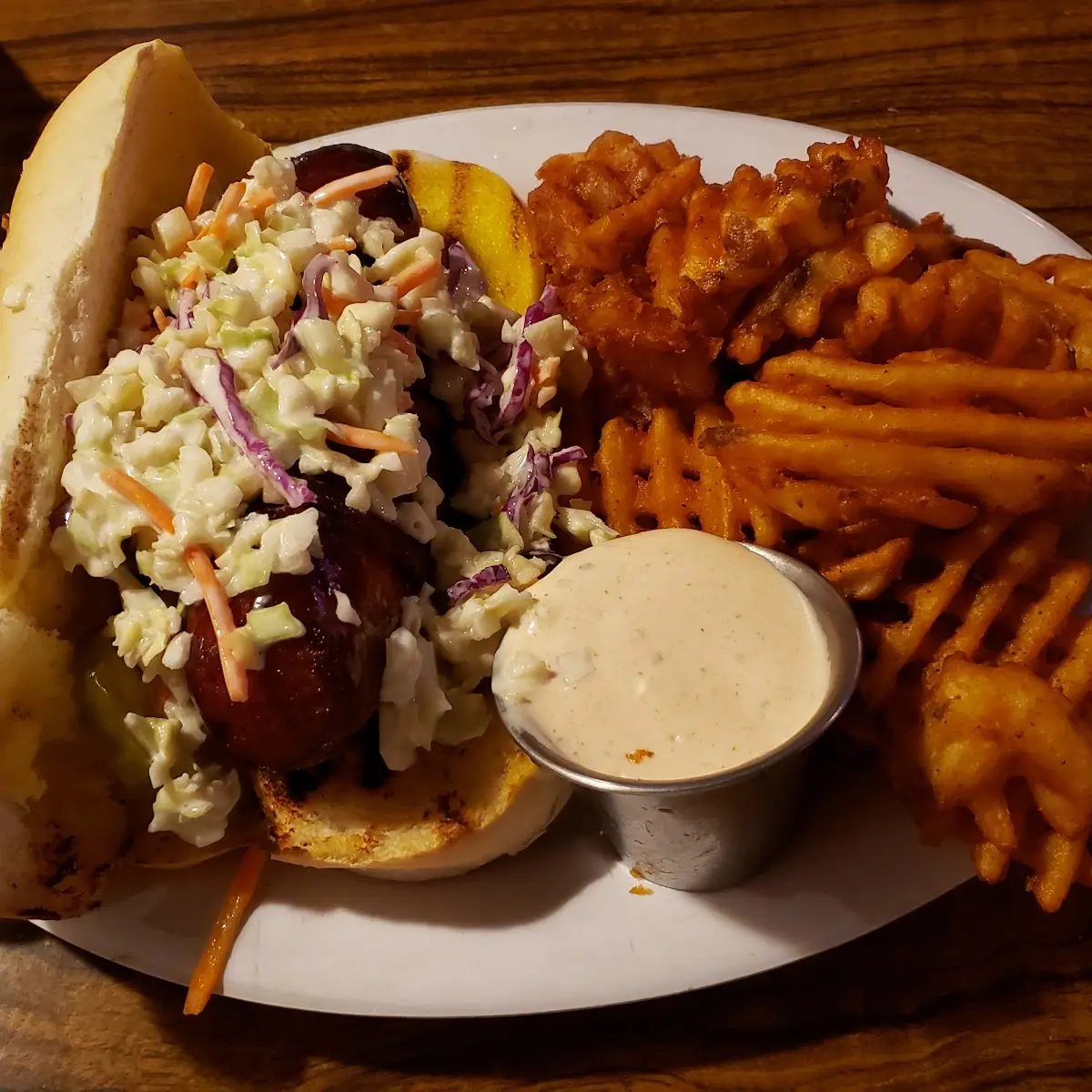 Grober Brat with Waffle Fries