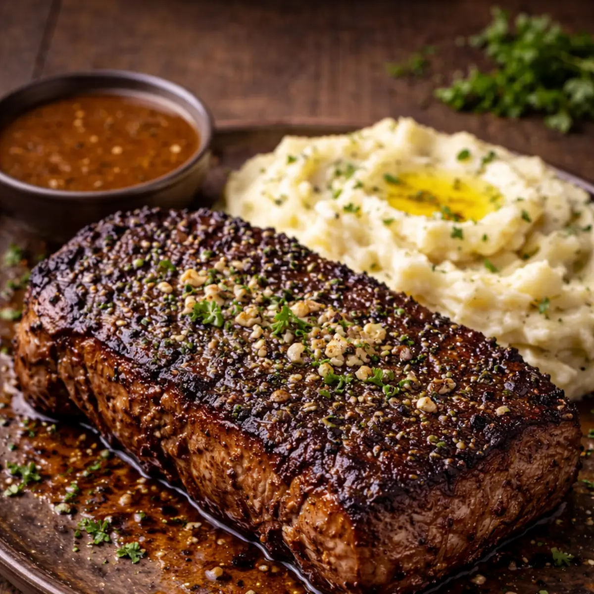 Strip Steak in Montreal Rub