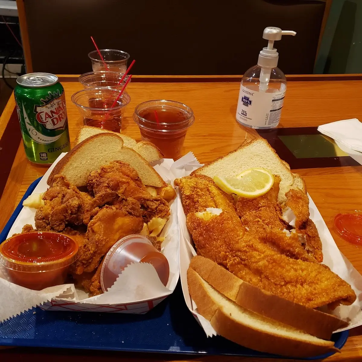Fried Chicken Wings and Fried Fish