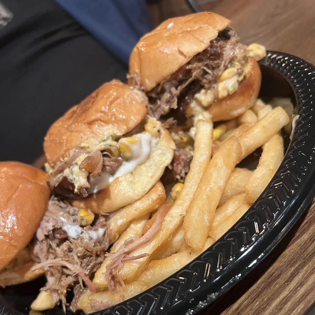 Black and Bleu Pulled Pork Fries