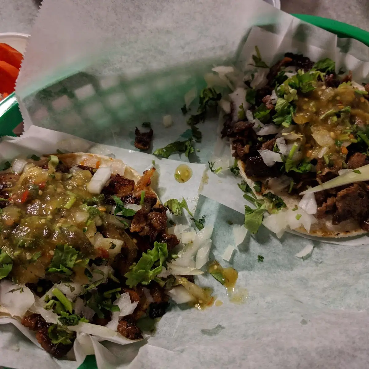 Two Street Tacos with Salsa and Lime