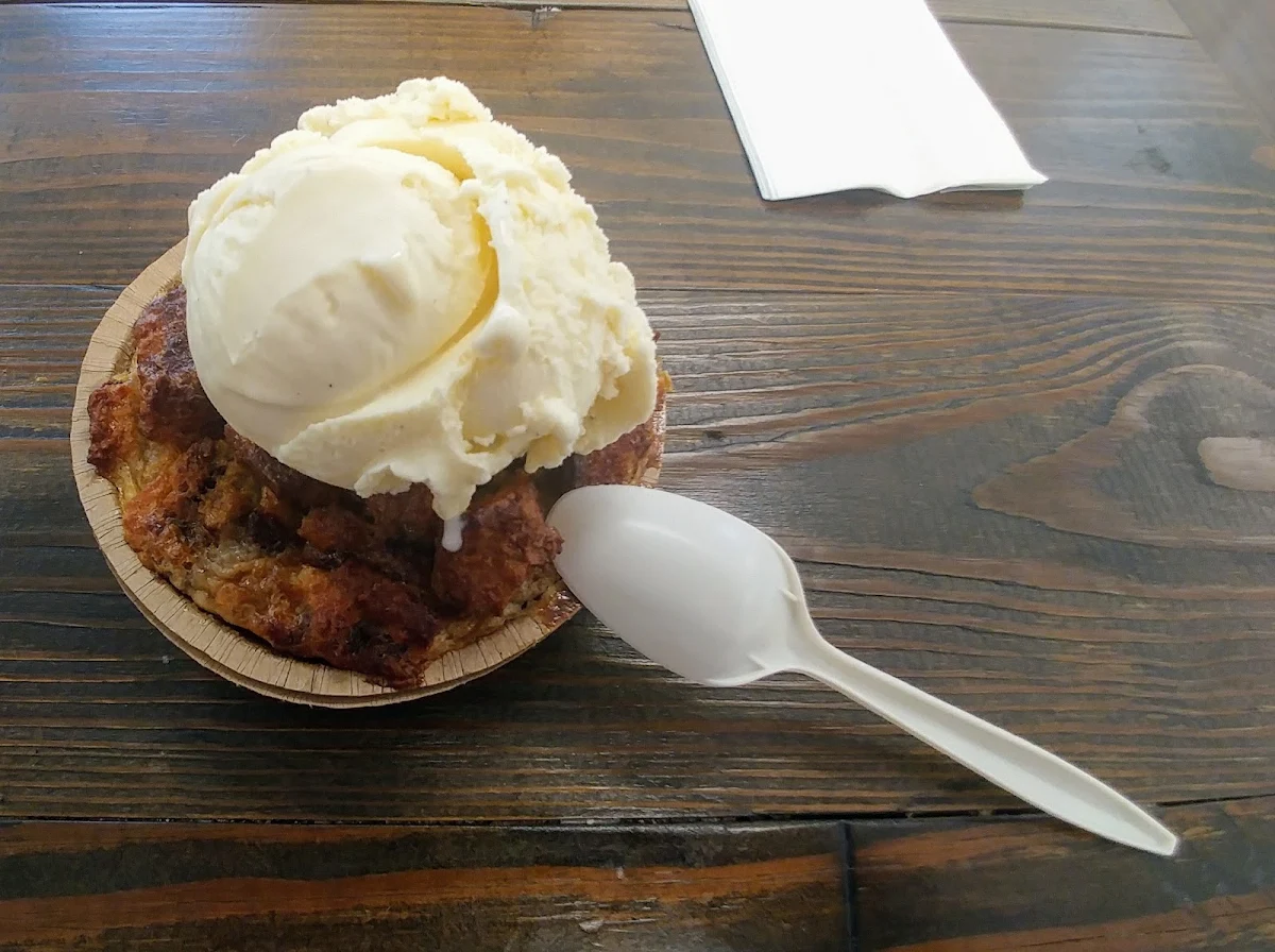 Bread Pudding with Vanilla Ice Cream