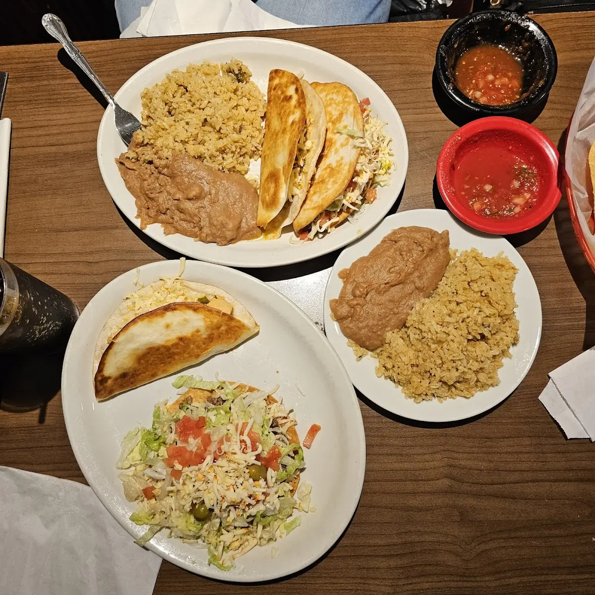 Lunch Special Tostada Chicken Quesadilla Taco