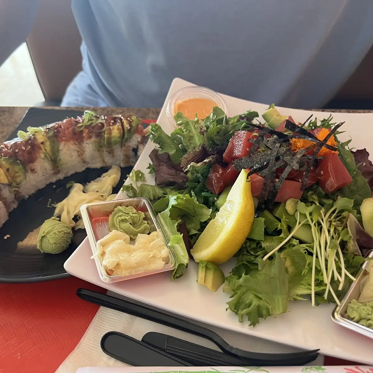 Dragon Roll and Poke Salad