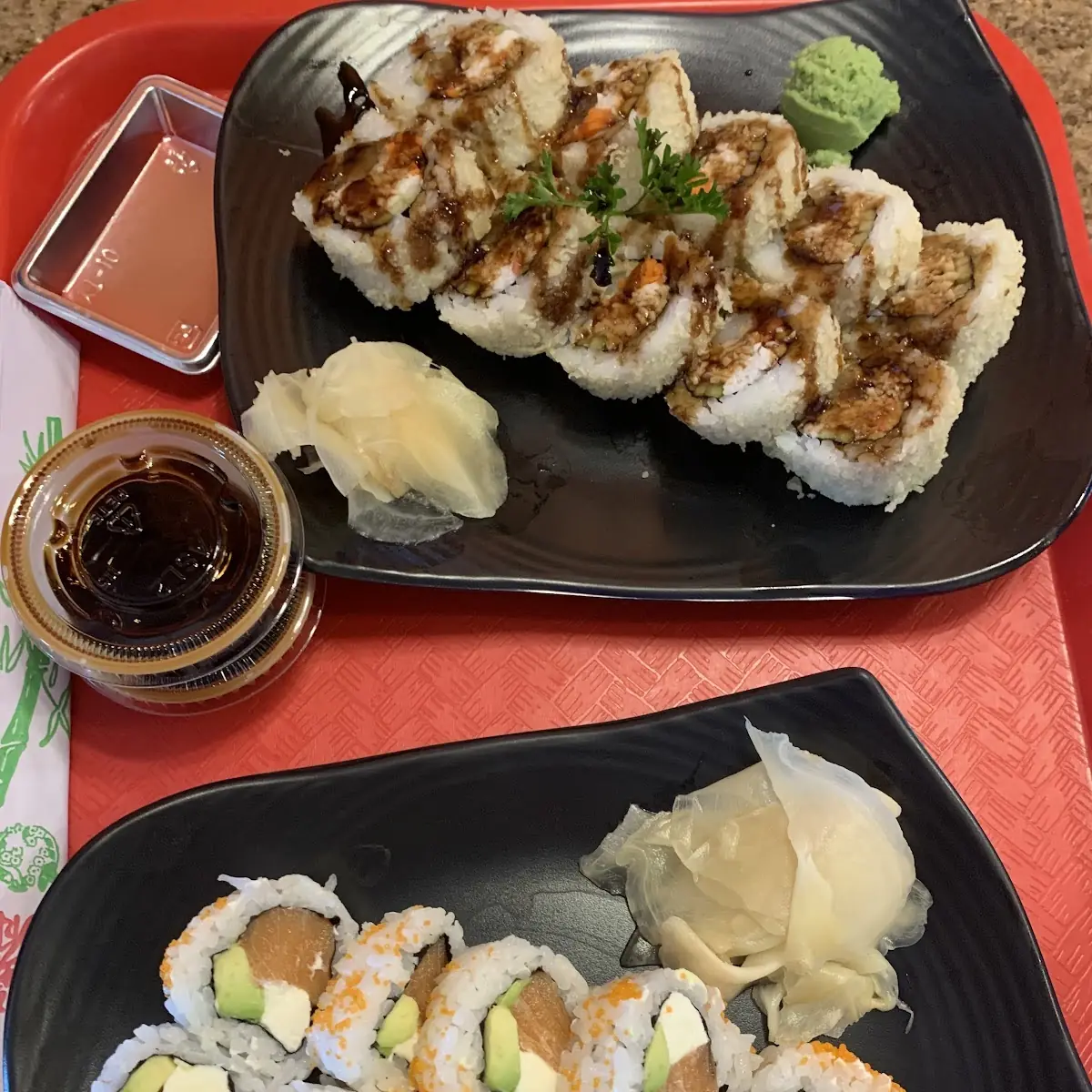 Tempura Shrimp and Salmon Sushi