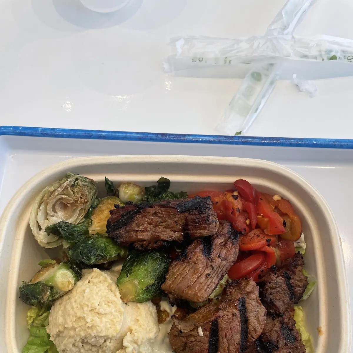 Harissa Steak and Hummus