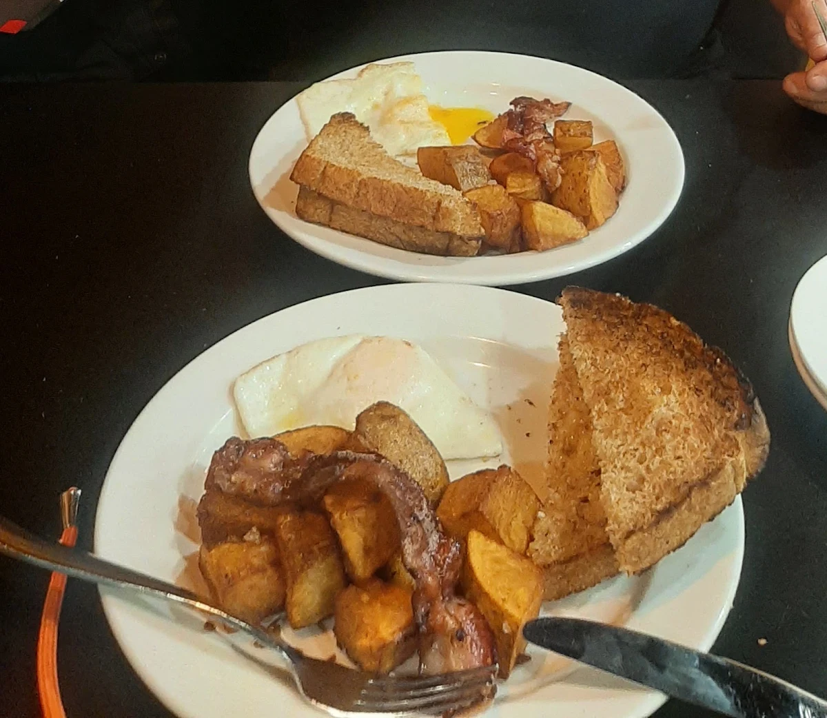 Breakfast Eggs Bakon and Fried Potatoes, The Station