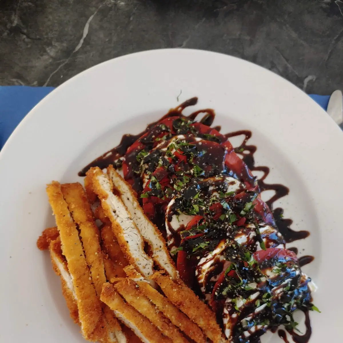 Caprese Salad with Panko Crusted Chicken