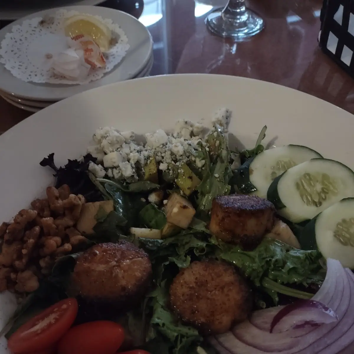 Pear Salad with Blackened Scallops