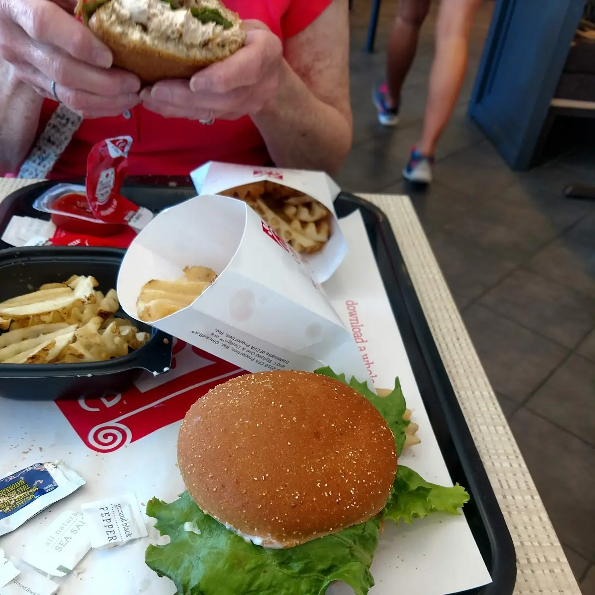Chicken Sandwich and Waffle Fries