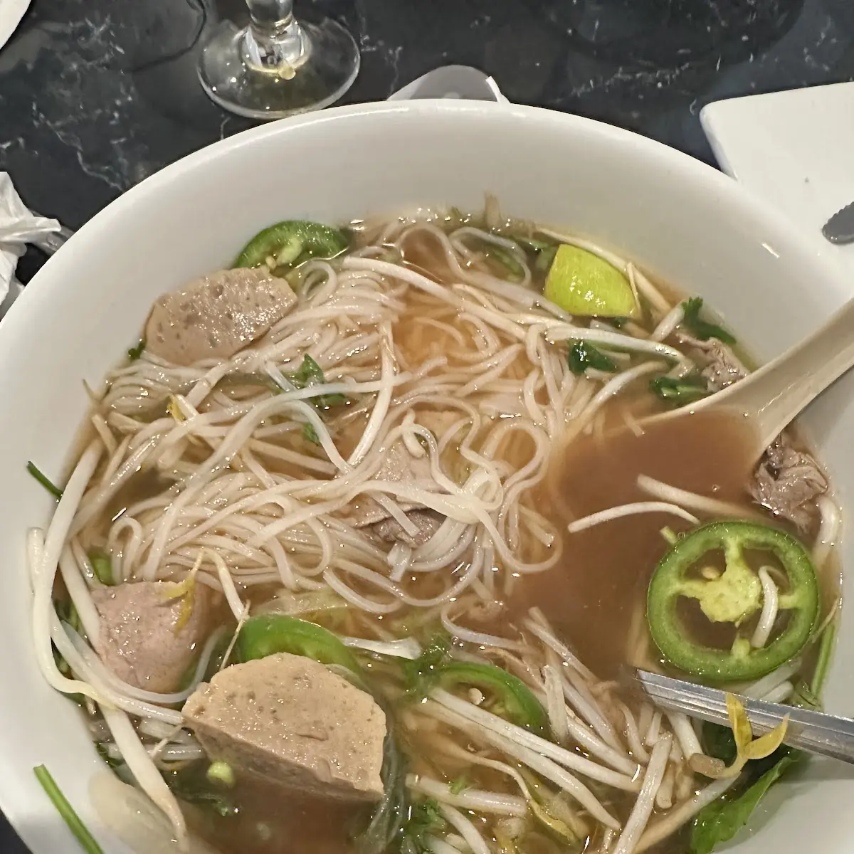 Sliced Brisket and Beef Meatball Pho