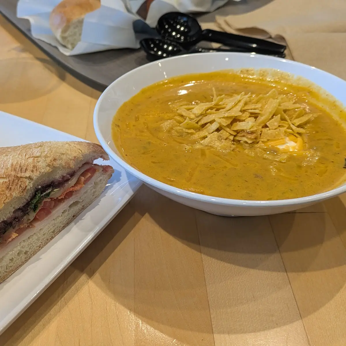 Turkey and Cranberry Sandwich and Pumpkin Soup