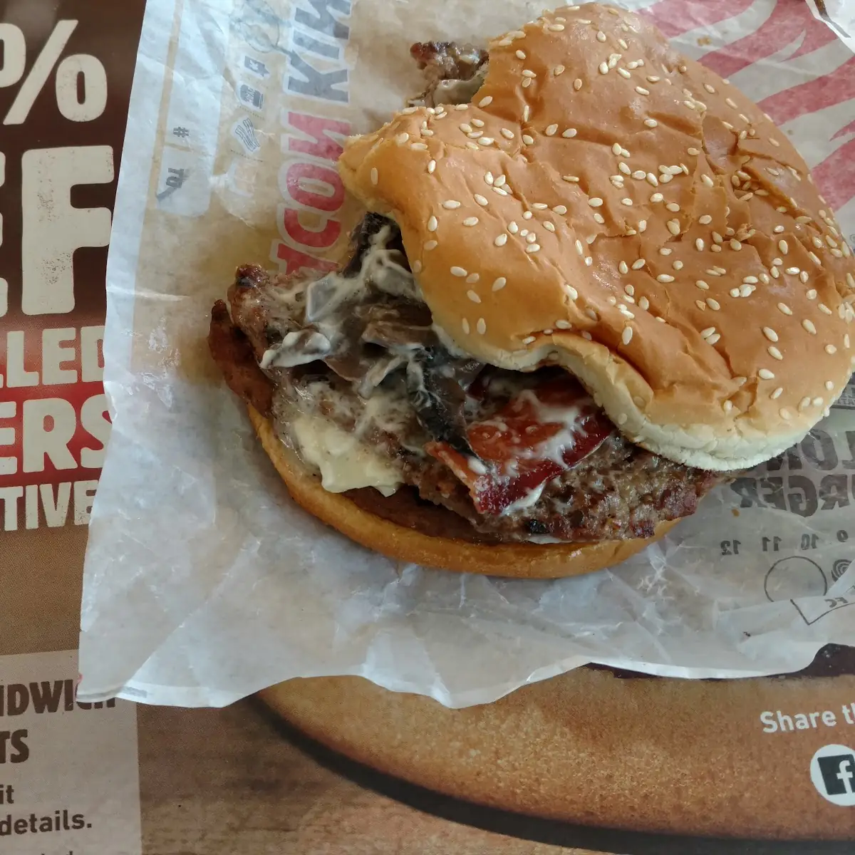 Mushroom Swiss Bacon King Burger