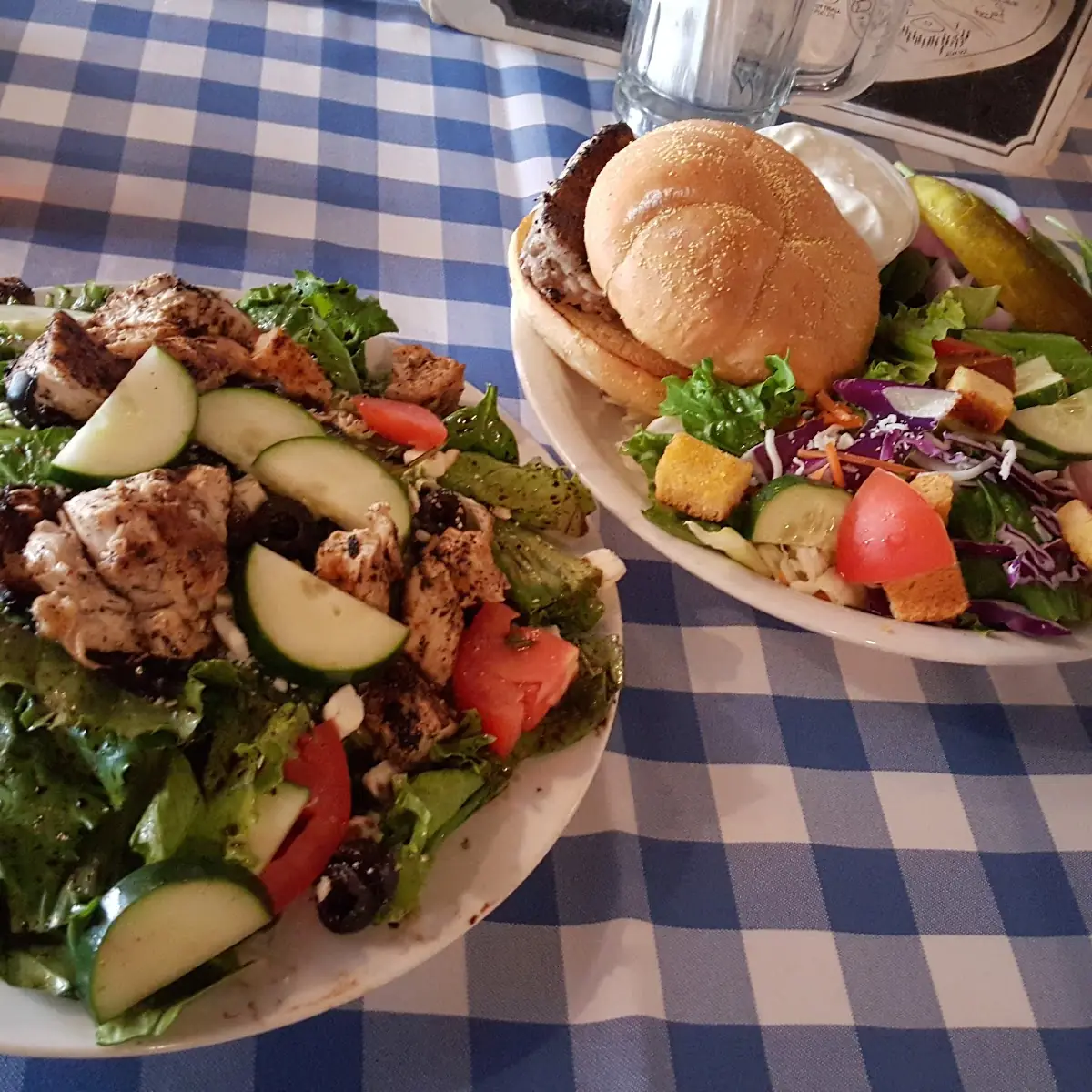 Tuna Steak Sandwich and Salmon Salad