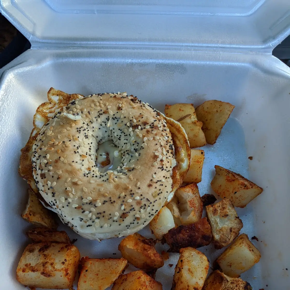 Egg and Cheese on Everything Bagel