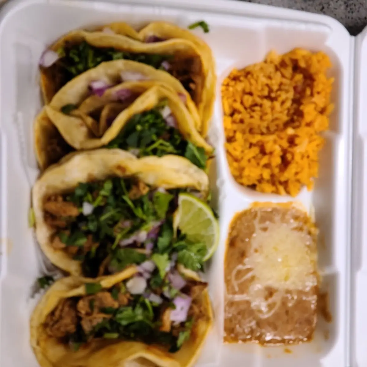 Tacos w Beans and Rice