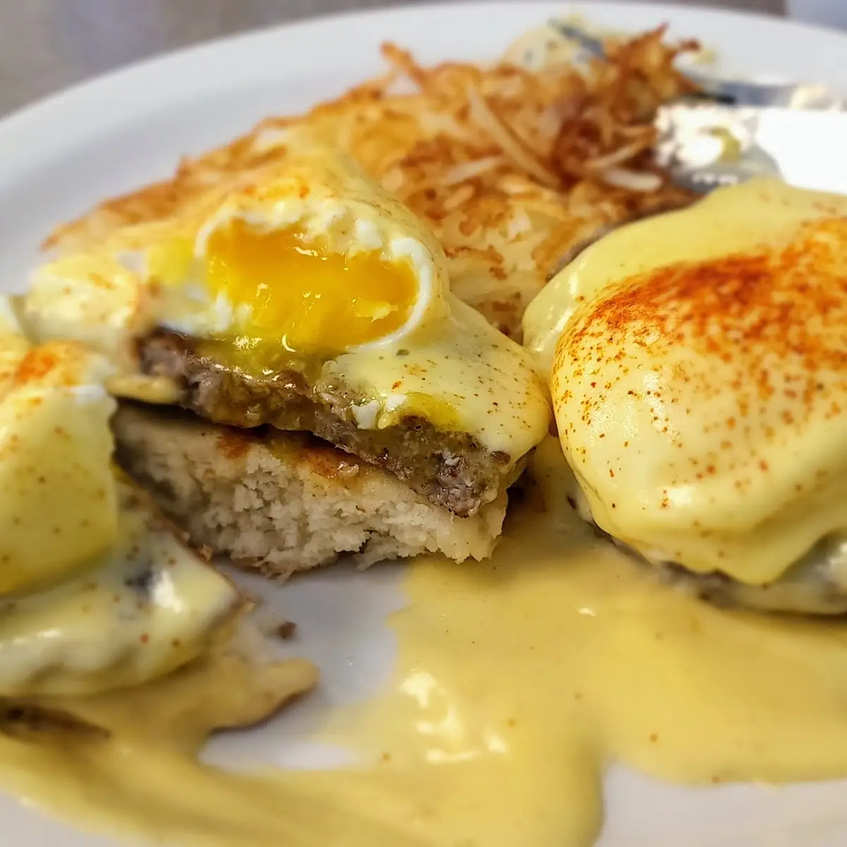 Sausage Biscuit Eggs Benedict