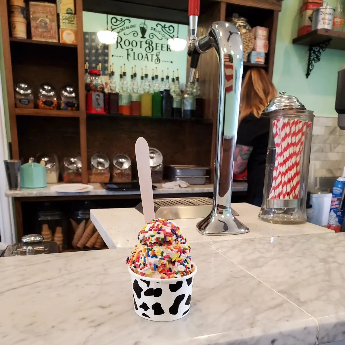 Small Vanilla Ice Cream with Rainbow Sprinkles