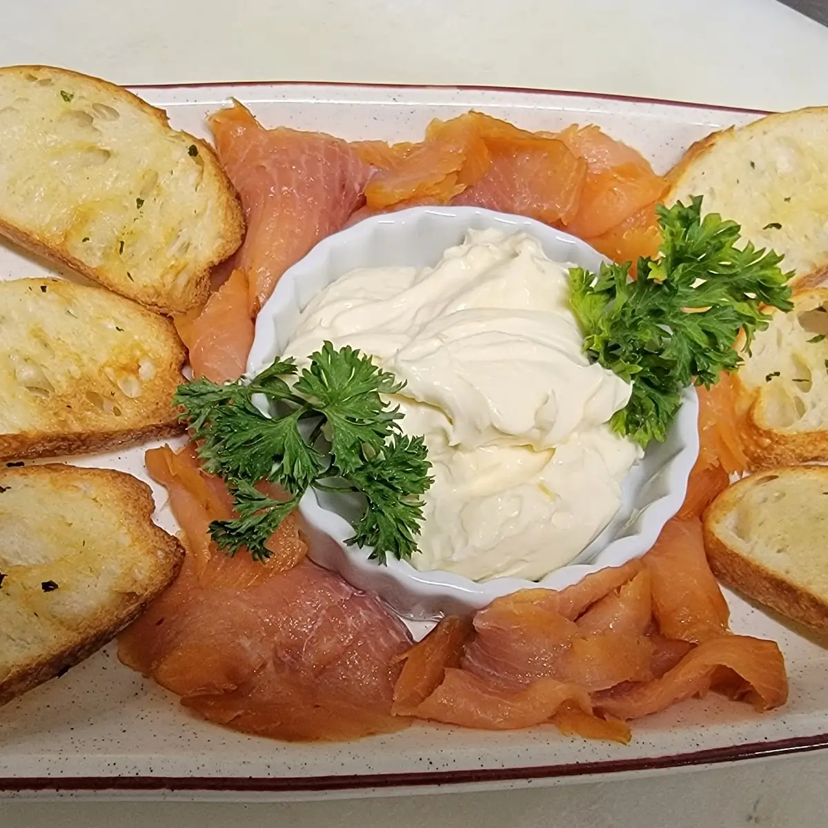 Smoked Salmon and Cream Brie Crostini