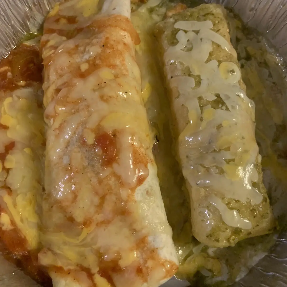 Suiza Enchilada and Beef Burrito