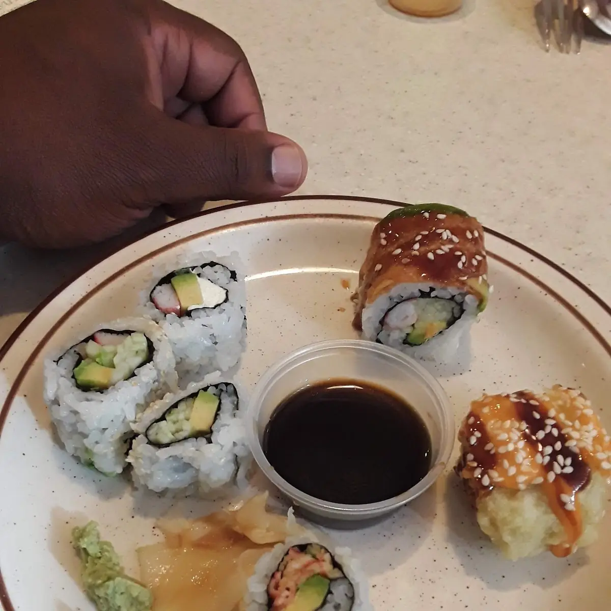 Sushi Rolls and Soy Sauce
