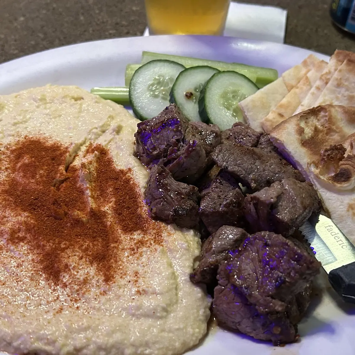 Steak Bits & Hummus Plate