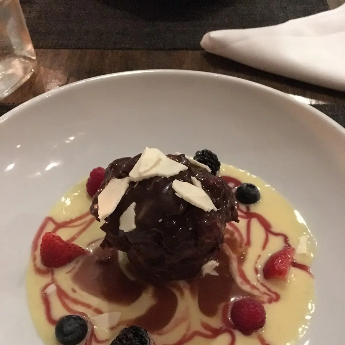 Warm Chocolate Bread Pudding with Vanilla Ice Cream