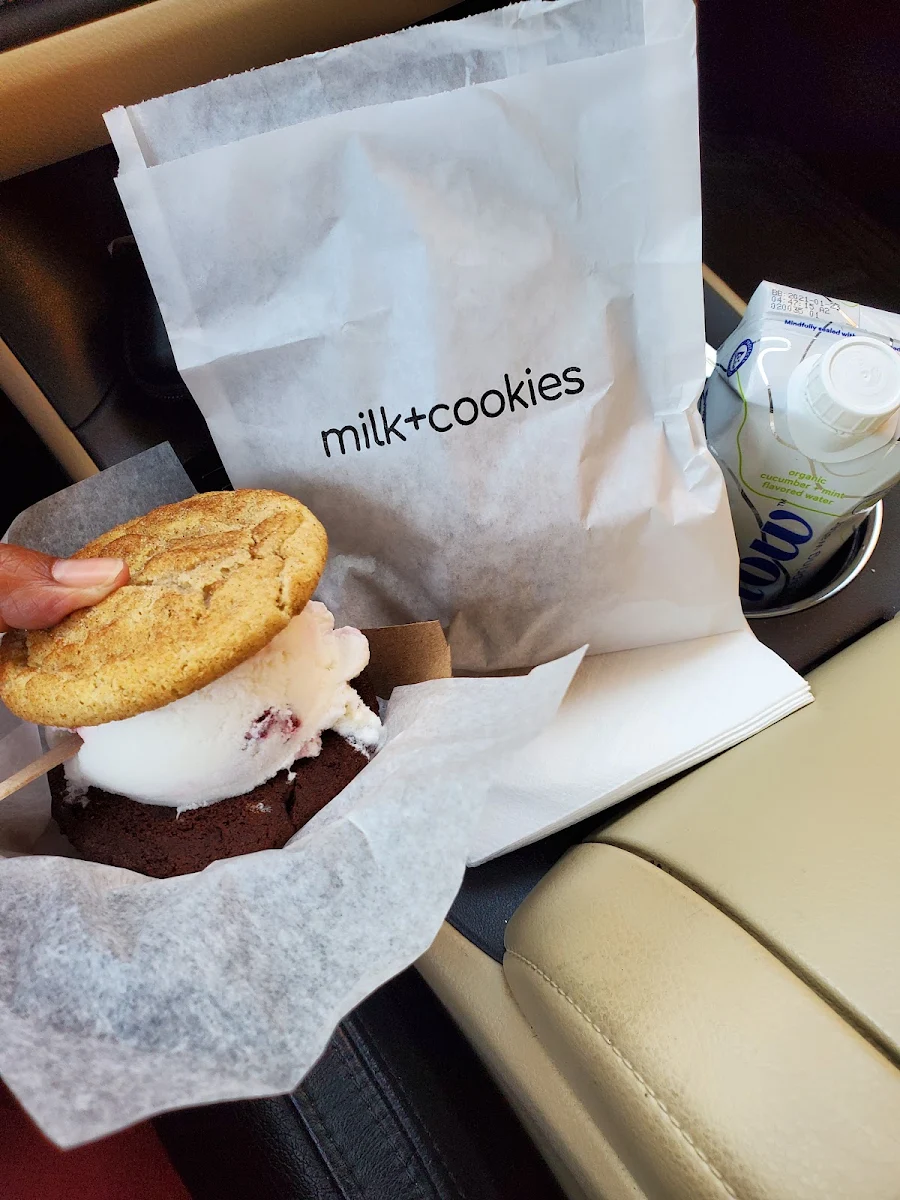 Cookie Sandwich Cinnamon Sugar Mexican Chocolate Cookie with Cream Cheese Berry Ice Cream